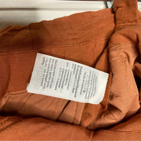Madewell Orange Linen-Blend Paperbag Pants - Picture 4 of 8